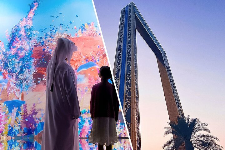 Discover a journey through the cosmos at AYA Universe and enjoy panoramic views of Dubai from the iconic Dubai Frame. Experience unforgettable moments while exploring these two unique attractions.